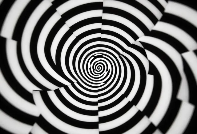 Concentric black and white spiral, an optical figure-ground study